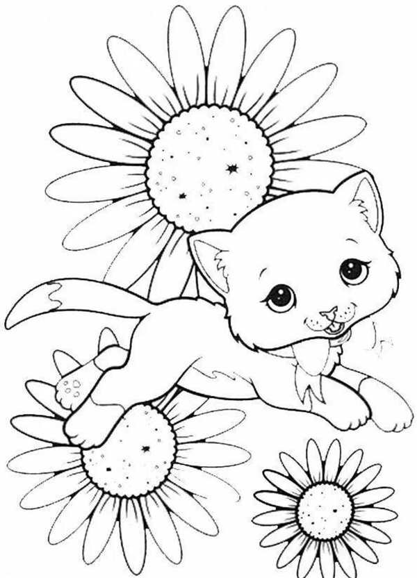 Раскраска котик в костюме