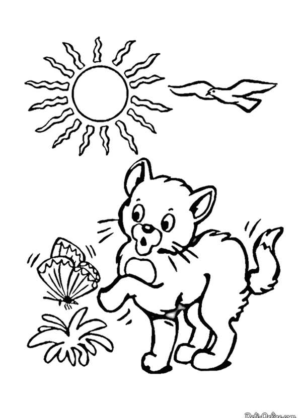 Кошка и мышка раскраска