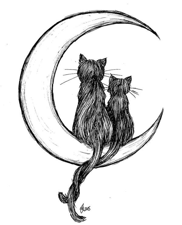 Раскраска кошка с котятами