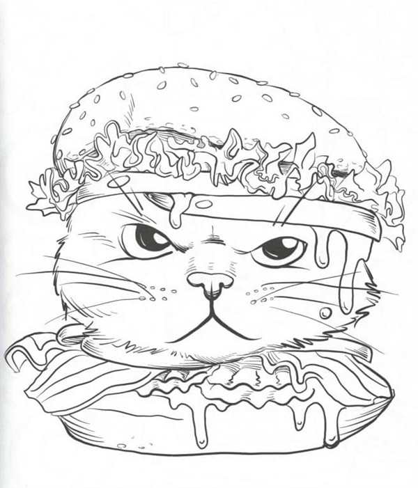 Раскраска Котёнок с пончиком