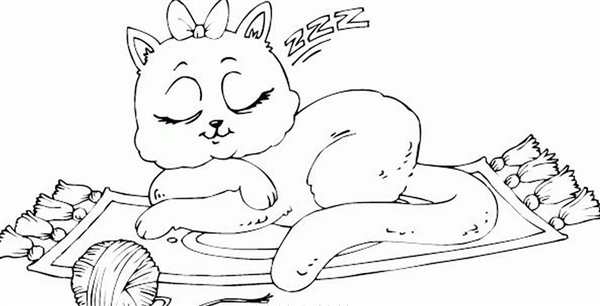 Кошка рисунок контур