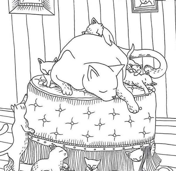 Кошки. Раскраска