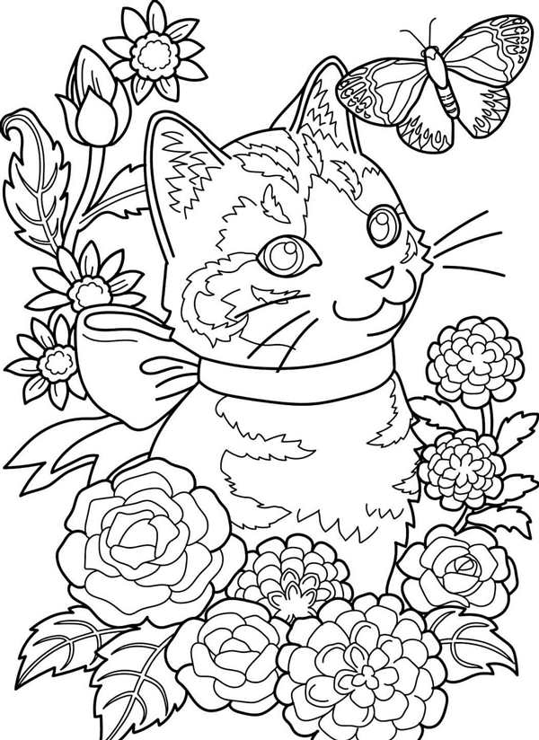 Кошки. Раскраска