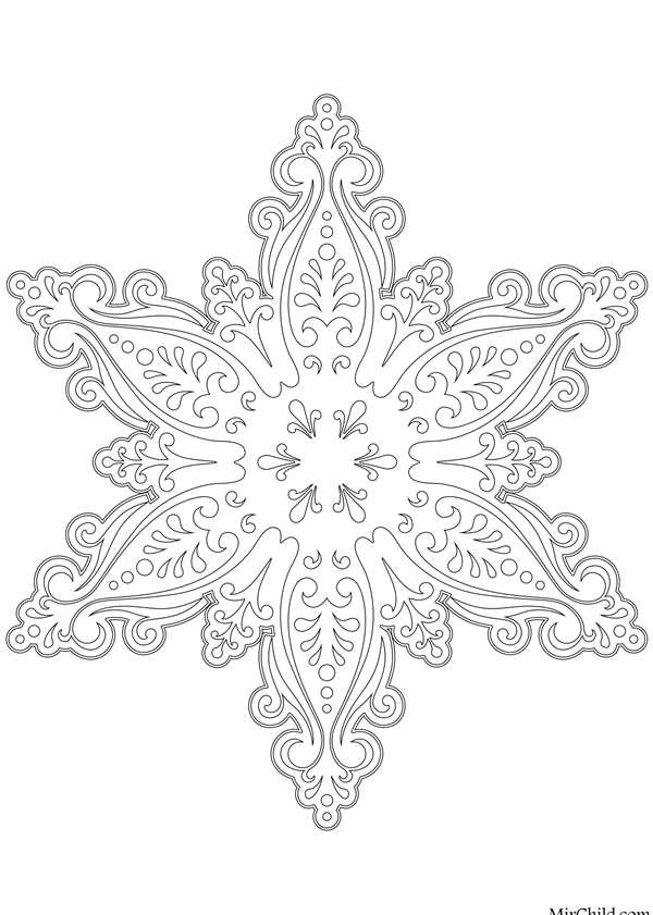 Раскраска Красивая Снежинка