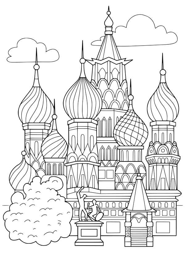 Спасская башня Кремля раскраска