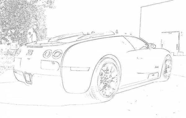 Раскраска Крутой Бугatti Veyron Для Детей с Увлечением Автомобилей