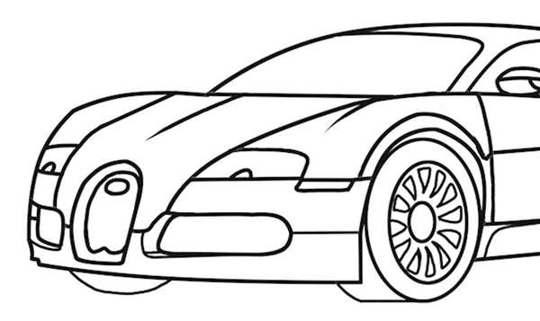Раскраска Крутой Бугatti Veyron Для Детей с Увлечением Автомобилей