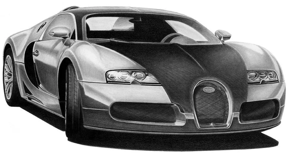 Раскраска Крутой Бугatti Veyron Для Детей с Увлечением Автомобилей