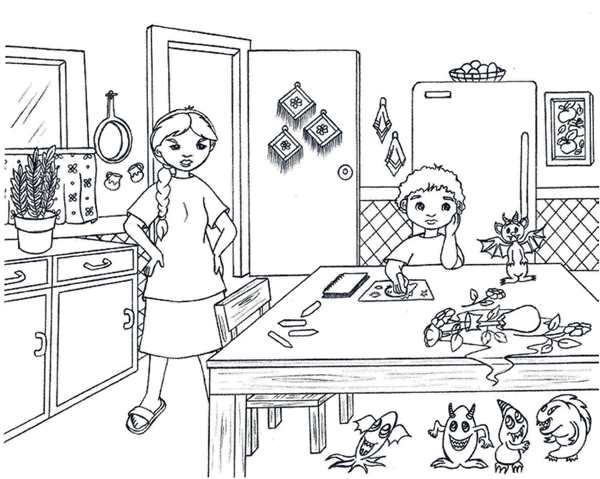 Раскраска Кухня Скачать и Начать Развлекаться