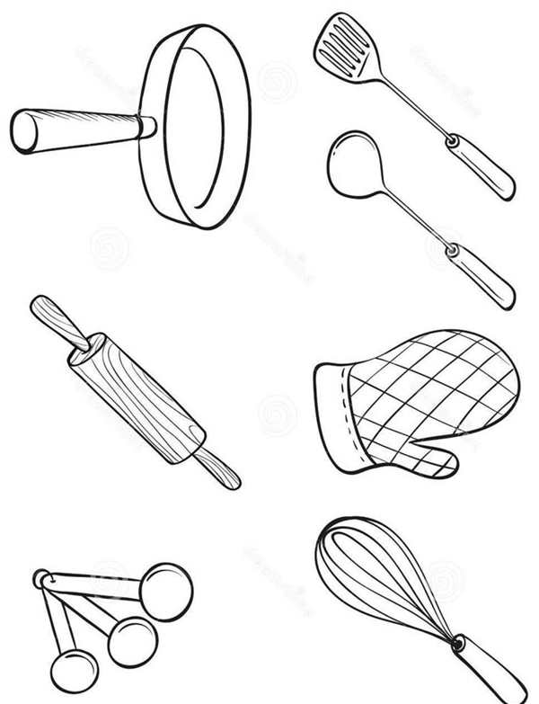 Кухонный инвентарь раскраска