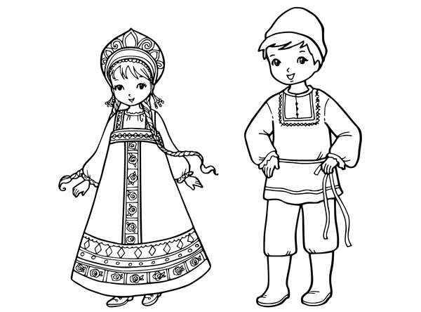 Раскраска Кукла в Кostюме