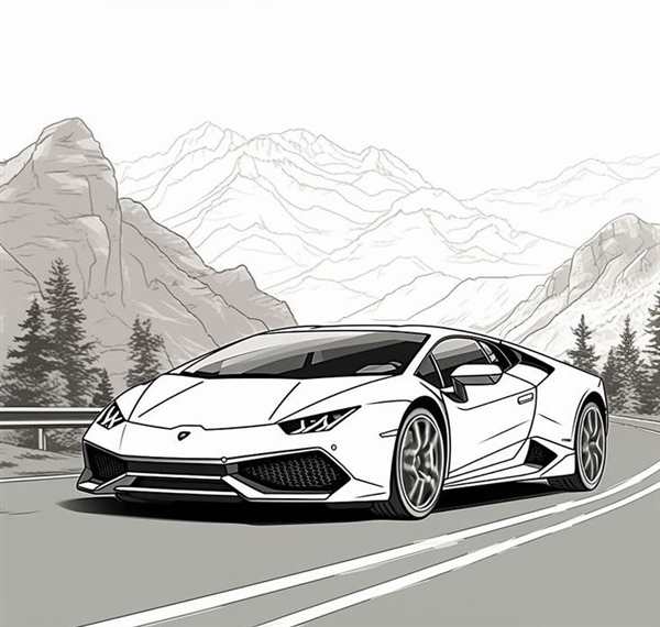 Раскраска Lamborghini Huracan Веселье на шоссе