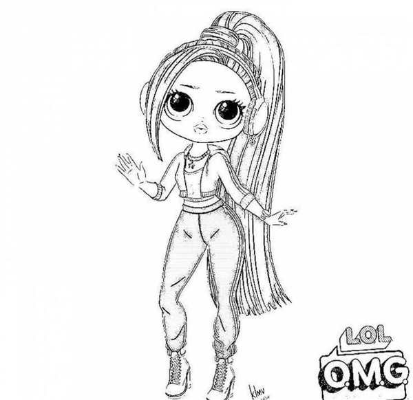 Кукла lol OMG раскраска