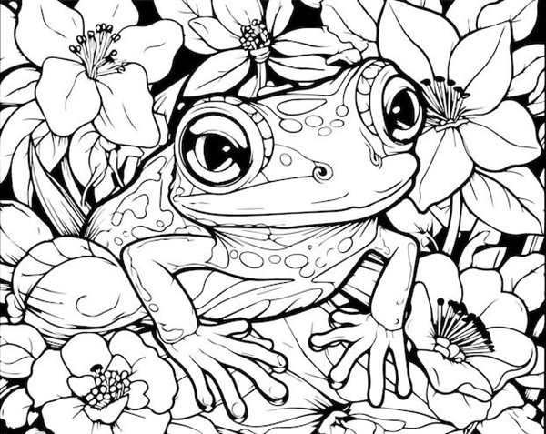 Раскраска Лягушка Читает Книжку