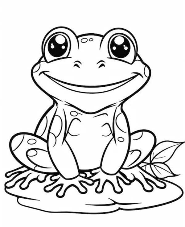 Раскраска Лягушка Читает Книжку