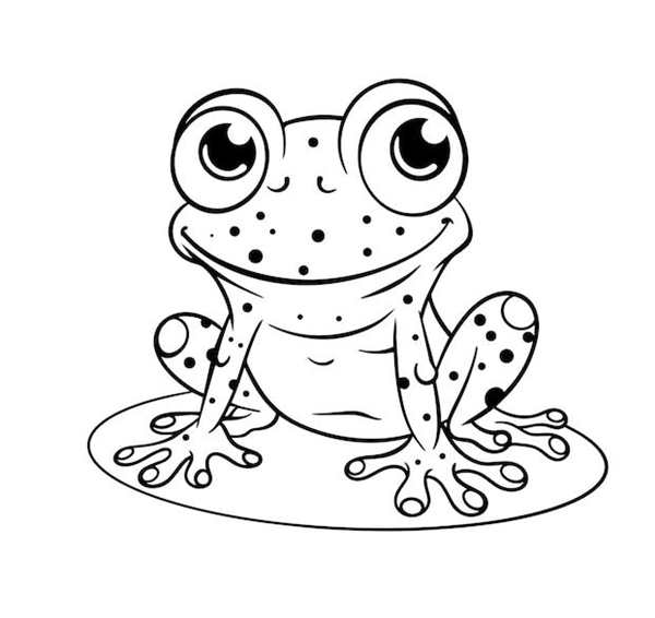 {Лягушка читает раскраска}