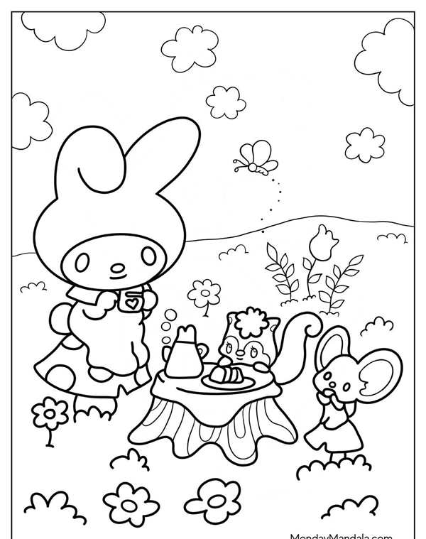 Hello Kitty раскраска Kuromi