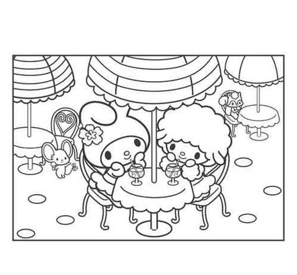 Hello Kitty раскраска Kuromi