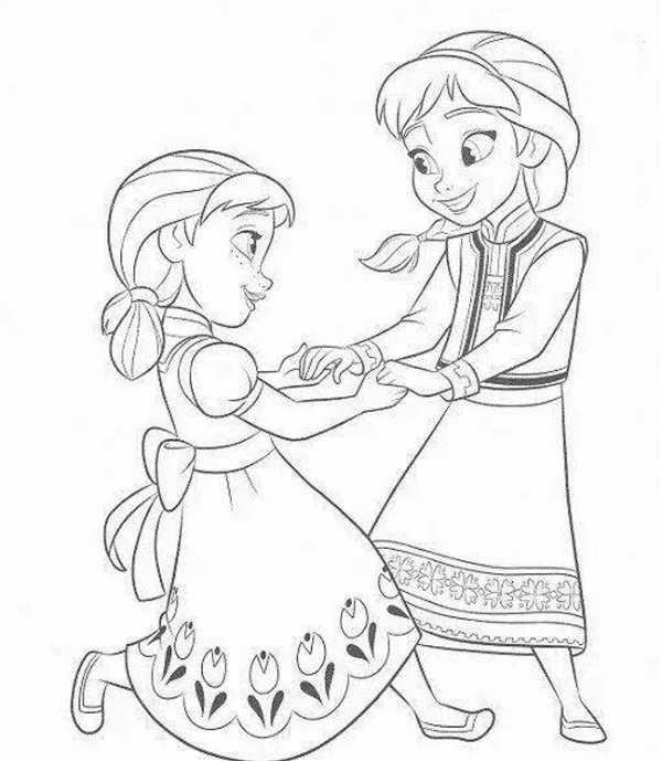 Раскраска Эльза и Анна и Рапунцель