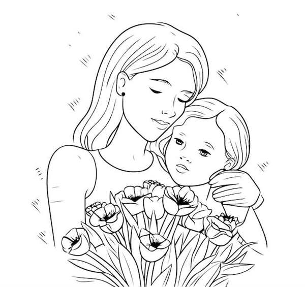 Рисунок мамы раскраска
