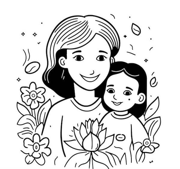 Рисунок ко Дню матери раскраска