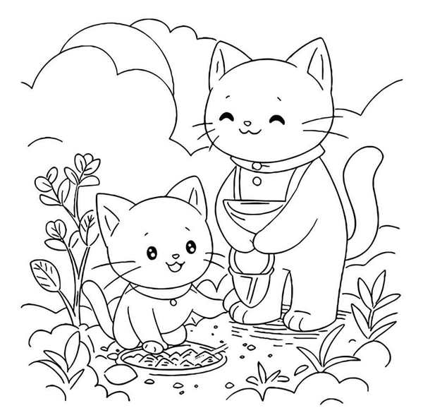 Кошки. Раскраска