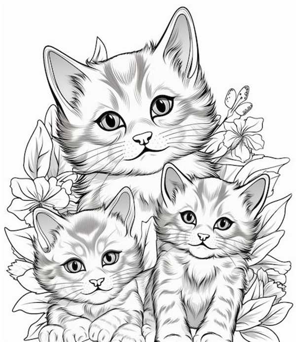 Раскраска Мама и её котёночек