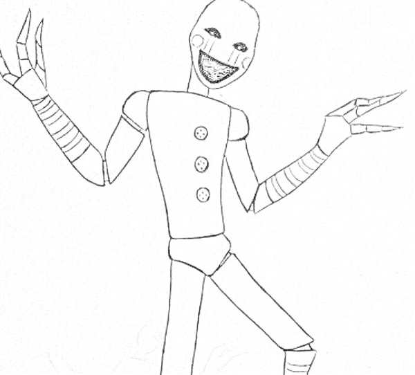 Раскраска Марионетка из FNAFCreatures Come to Life