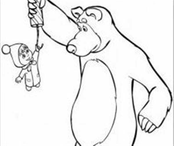 Раскраска Маша и Медведь находят следы приключений