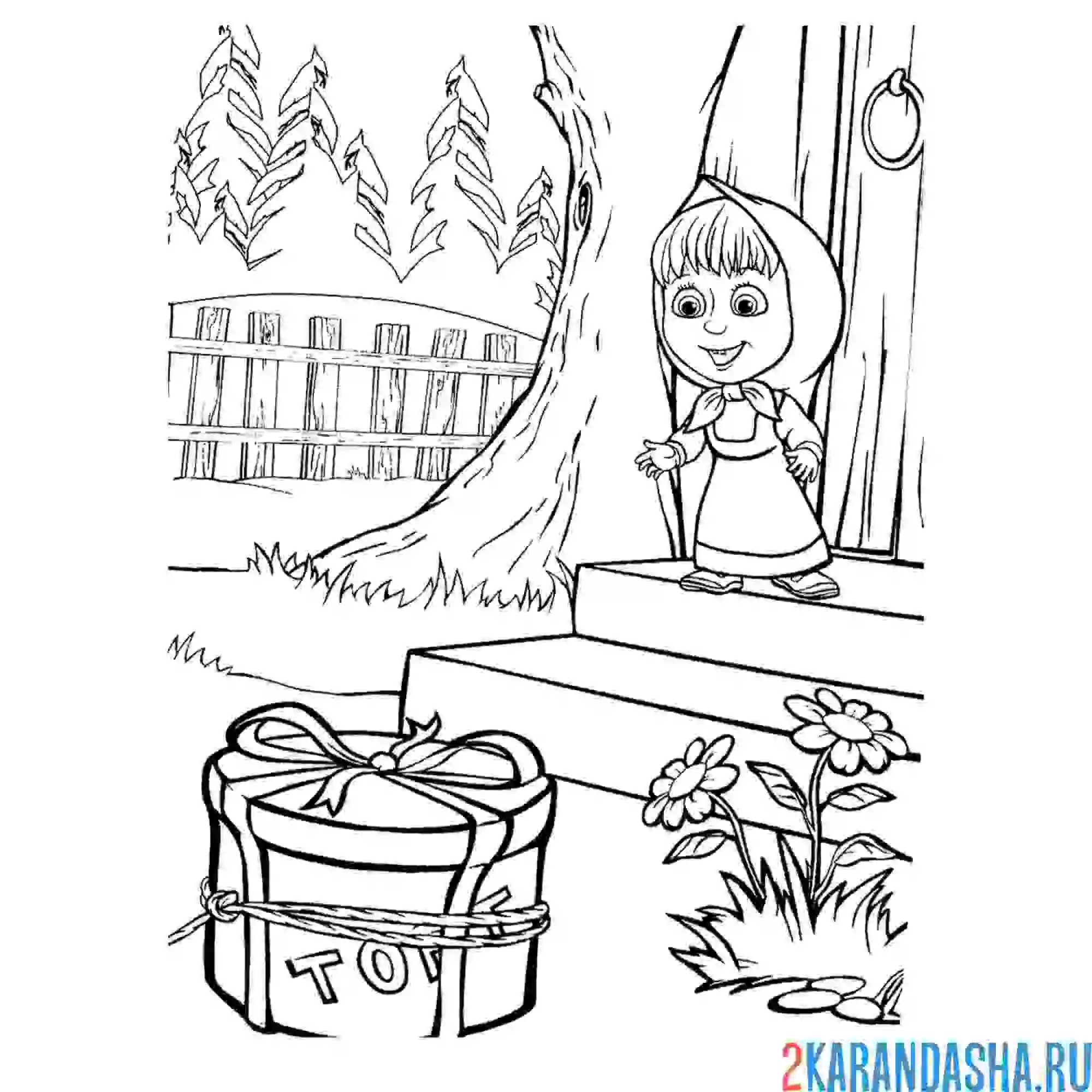 Раскраска медведь из мультика Маша и медведь