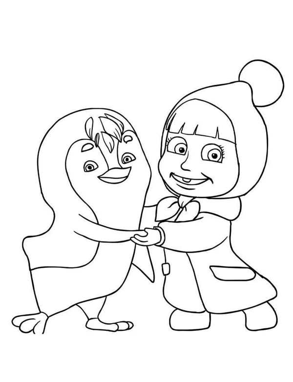 Маша и медведь расскраска