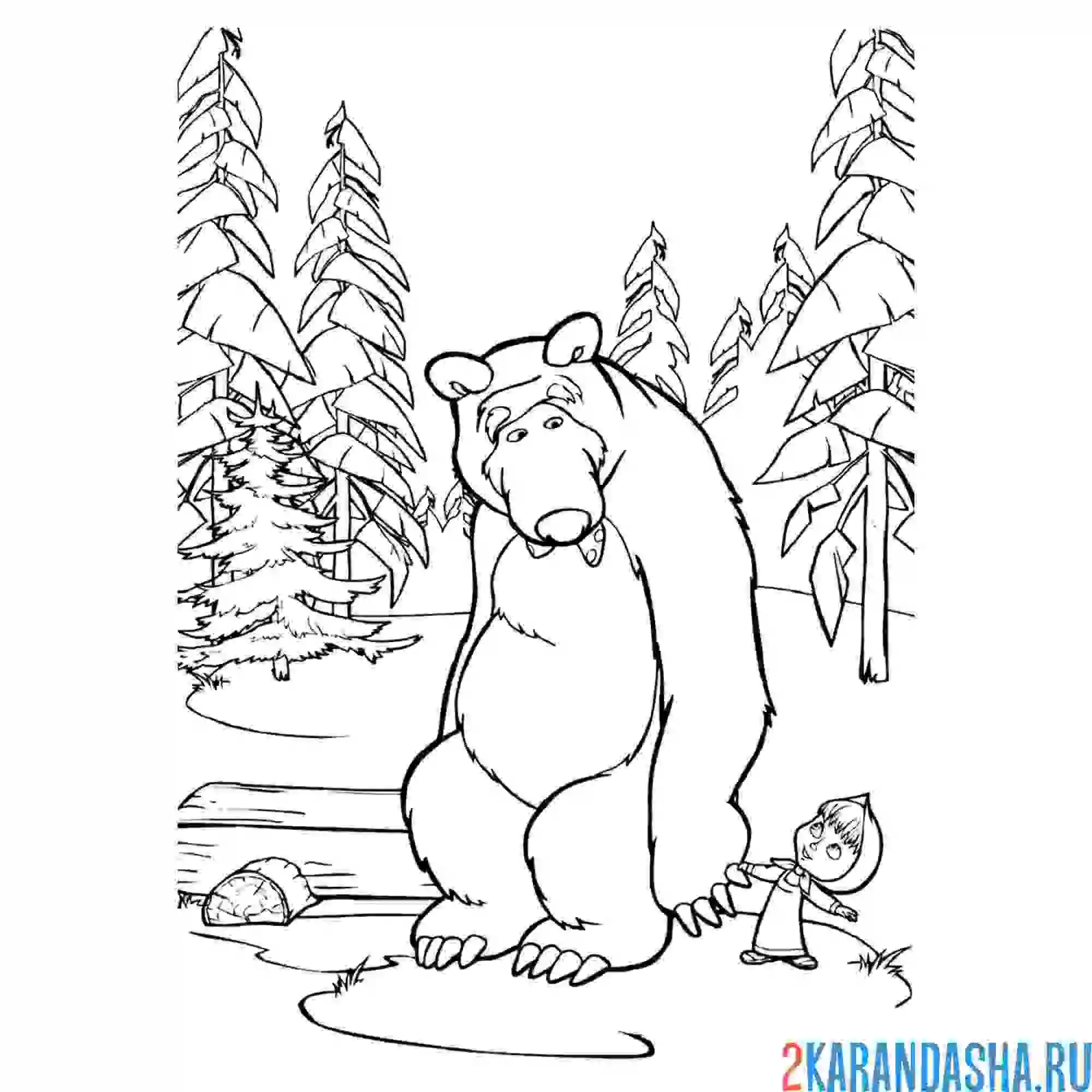 Разукрашка Маша и медведь