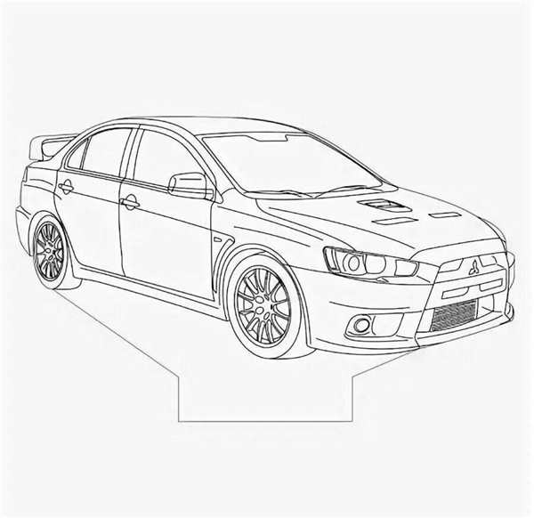 Раскраска Машина Mitsubishi Веселые Упражнения для Детей