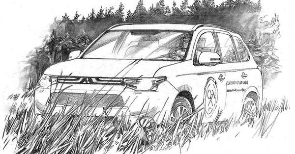 Раскраска Машина Mitsubishi Веселые Упражнения для Детей