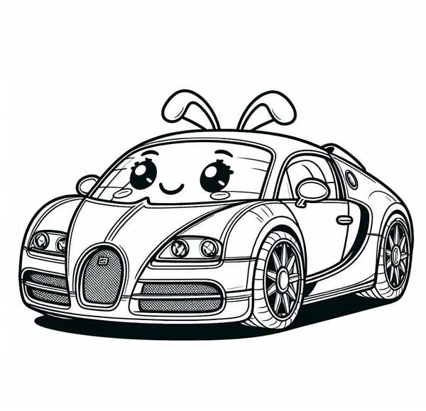 Раскраска Машины Bugatti Веселье иCreativity для Детей