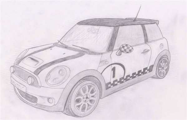 Раскраска Машины Mini Cooper Веселое Занятие для Детей и Взрослых