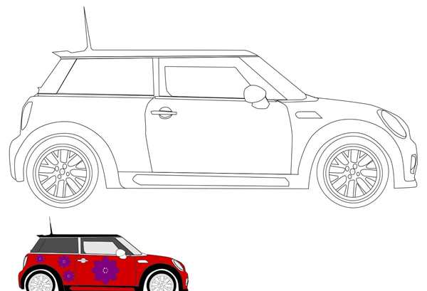 Раскраска Машины Mini Cooper Веселое Занятие для Детей и Взрослых