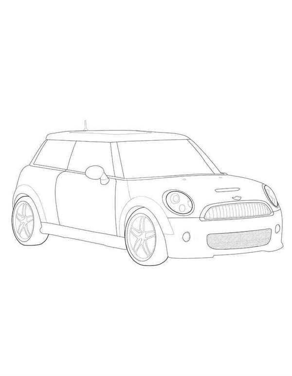 Раскраска Машины Mini Cooper Веселое Занятие для Детей и Взрослых