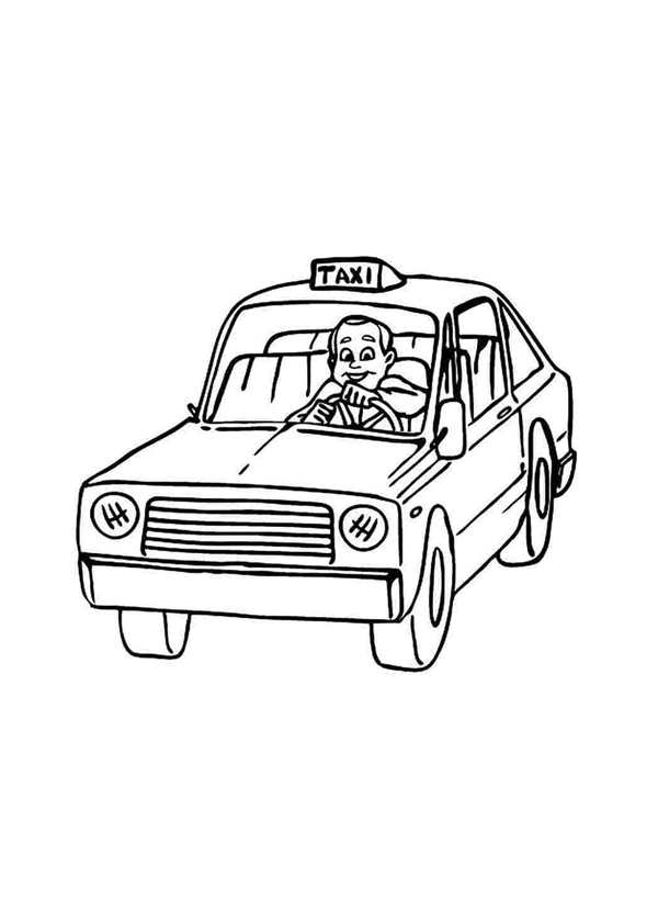 Такси раскраска для детей