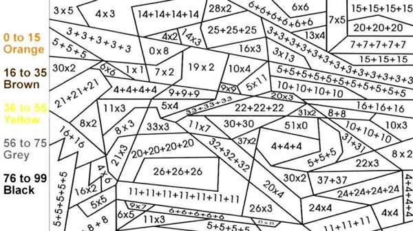 Colour by number Maths