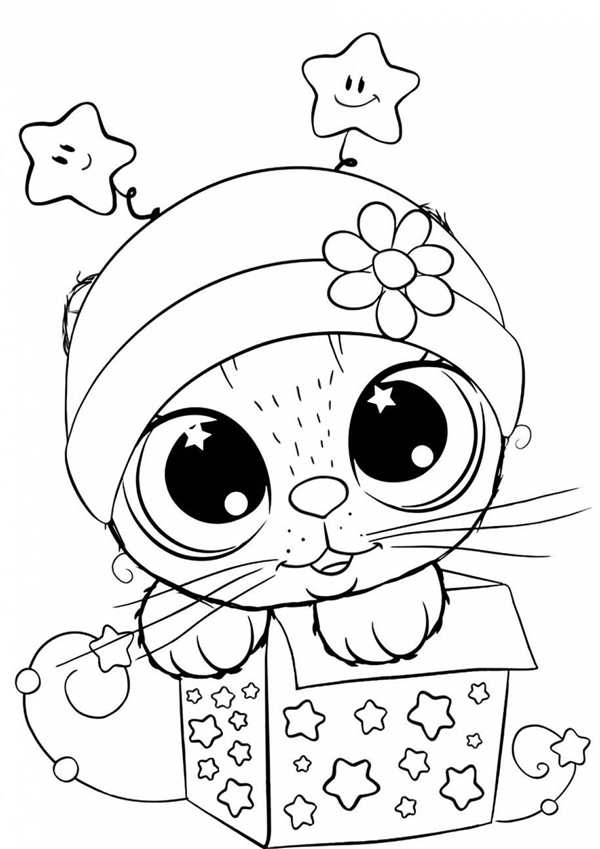 Котенок для раскрашивания