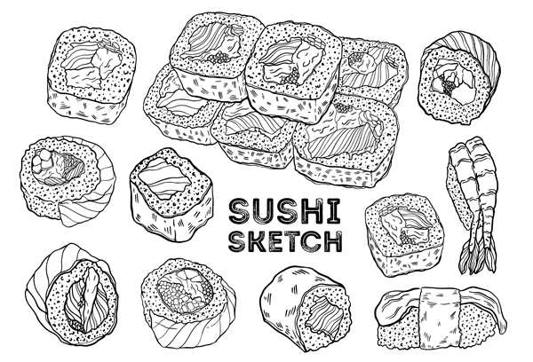 Маленькие рисунки суши