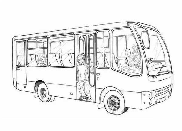 Раскраска Милый автобус Роги
