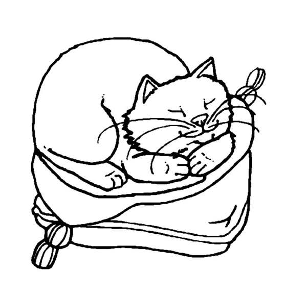 Спящий кот раскраска