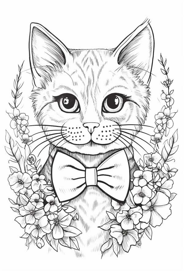 Раскраска котик в костюме