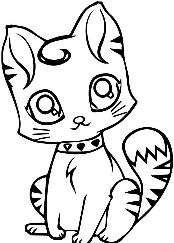 Кошечка с бантиком раскраска