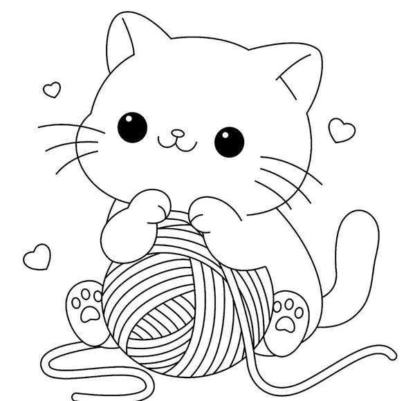 Раскраска маленькая кошечка