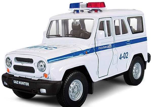 Раскраска Милый милицейский УАЗик
