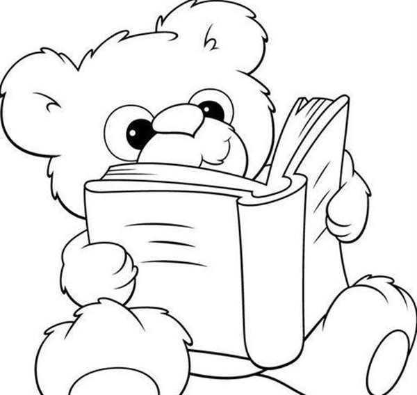 Раскраска Милый ёжик читает книгу