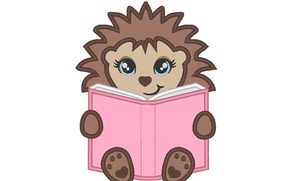 Раскраска Милый ёжик читает книгу